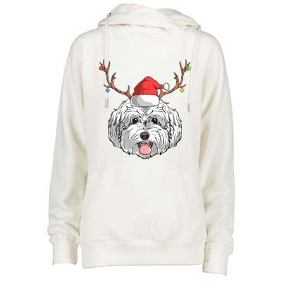 Maltipoo Dog Santa Claus Christmas Xmas Holiday Reindeer Gift Womens Funnel Neck Pullover Hood