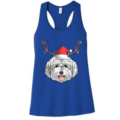 Maltipoo Dog Santa Claus Christmas Xmas Holiday Reindeer Gift Women's Racerback Tank