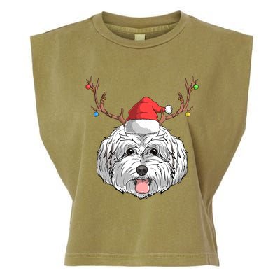 Maltipoo Dog Santa Claus Christmas Xmas Holiday Reindeer Gift Garment-Dyed Women's Muscle Tee