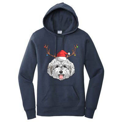 Maltipoo Dog Santa Claus Christmas Xmas Holiday Reindeer Gift Women's Pullover Hoodie