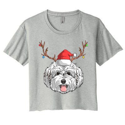 Maltipoo Dog Santa Claus Christmas Xmas Holiday Reindeer Gift Women's Crop Top Tee