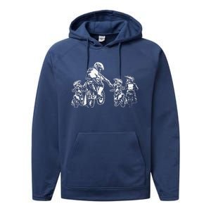 Motocross Dad & Son Trail Bikers MTB Bicycle Fathers Day Performance Fleece Hoodie