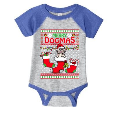 Merry Dogmas Shih Tzu Dog Funny Ugly Christmas Xmas Gift Infant Baby Jersey Bodysuit