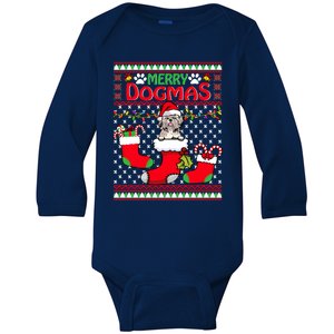 Merry Dogmas Shih Tzu Dog Funny Ugly Christmas Xmas Gift Baby Long Sleeve Bodysuit