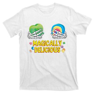 Magically Delicious St Patrick's Day Skeleton Hands Rainbow Shamrock T-Shirt