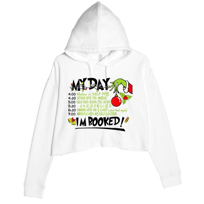 My Day Schedule I’M Booked Christmas Merry Christmas Crop Fleece Hoodie