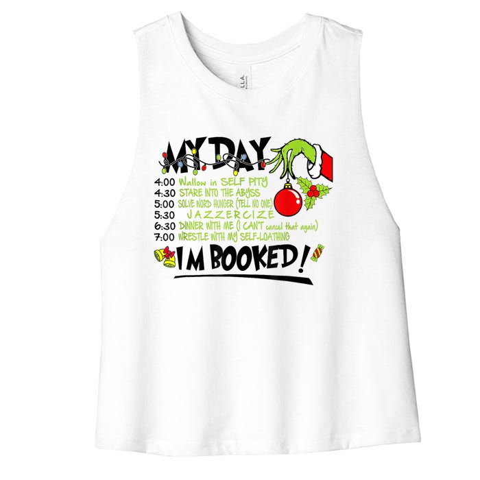 My Day Schedule I’M Booked Christmas Merry Christmas Women's Racerback Cropped Tank