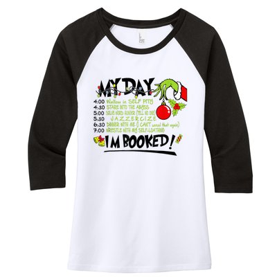 My Day Schedule I’M Booked Christmas Merry Christmas Women's Tri-Blend 3/4-Sleeve Raglan Shirt