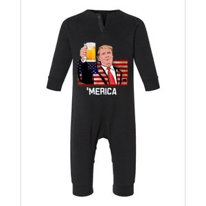 Merica Donald Trump Patriotic Gift 4th Of July Clothing Gift Infant Fleece One Piece