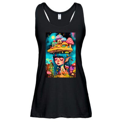 Mushroom Dreams: The Enchanted Mindscape Ladies Essential Flowy Tank
