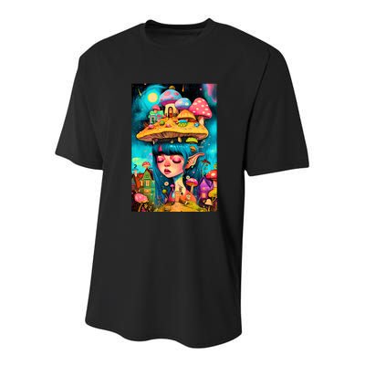 Mushroom Dreams: The Enchanted Mindscape Youth Performance Sprint T-Shirt