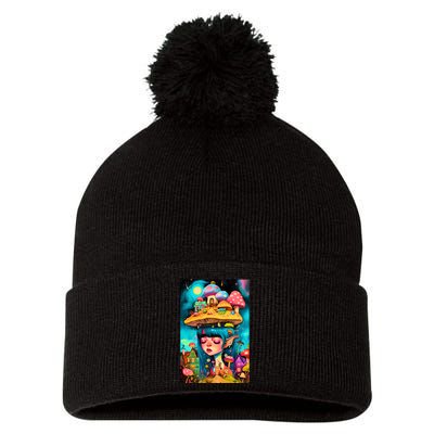 Mushroom Dreams: The Enchanted Mindscape Pom Pom 12in Knit Beanie