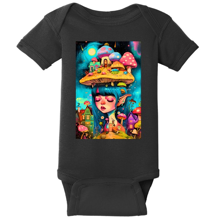 Mushroom Dreams: The Enchanted Mindscape Baby Bodysuit