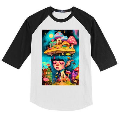 Mushroom Dreams: The Enchanted Mindscape Kids Colorblock Raglan Jersey