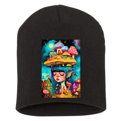 Mushroom Dreams: The Enchanted Mindscape Short Acrylic Beanie