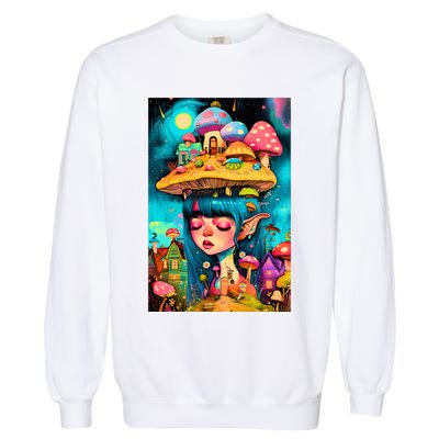 Mushroom Dreams: The Enchanted Mindscape Garment-Dyed Sweatshirt