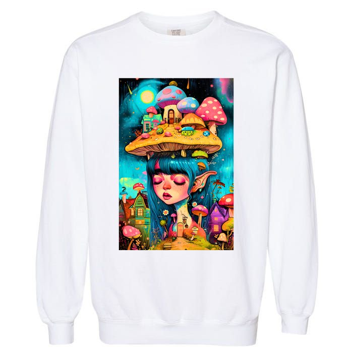 Mushroom Dreams: The Enchanted Mindscape Garment-Dyed Sweatshirt