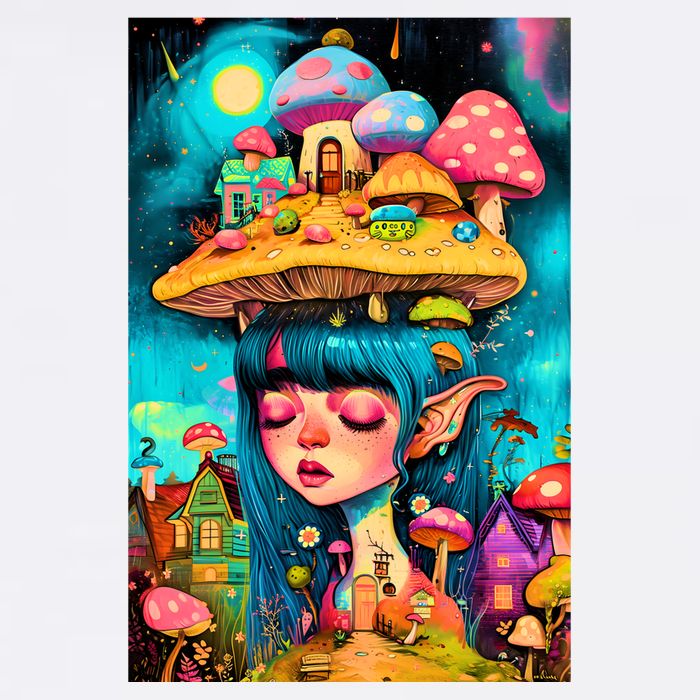 Mushroom Dreams: The Enchanted Mindscape Garment-Dyed Sweatshirt