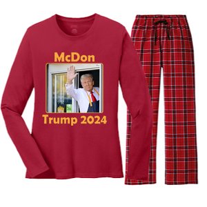 Mcdon Donald Trump 2024 Election Women's Long Sleeve Flannel Pajama Set 