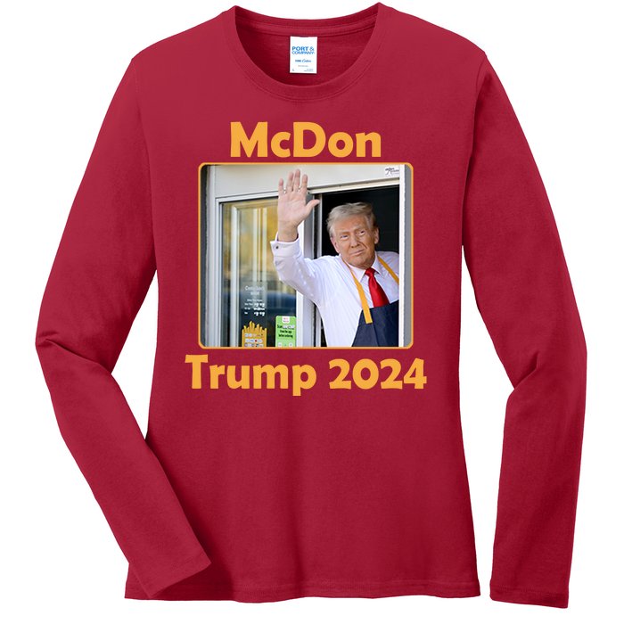 Mcdon Donald Trump 2024 Election Ladies Long Sleeve Shirt