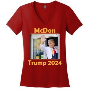 Mcdon Donald Trump 2024 Election Women's V-Neck T-Shirt