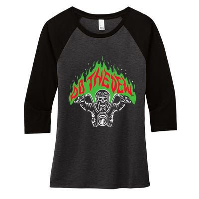 Mtn Dew Throttle Up Out Of Hell Women's Tri-Blend 3/4-Sleeve Raglan Shirt