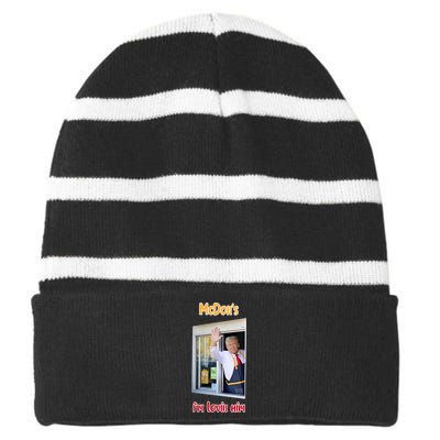 Mcdon Donald Trump IM Lovin Him Striped Beanie with Solid Band