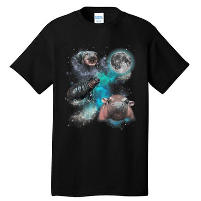 Moo Deng Three Moo Deng Moon Funny Hippo Tall T-Shirt