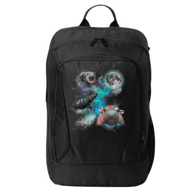 Moo Deng Three Moo Deng Moon Funny Hippo City Backpack