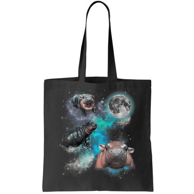 Moo Deng Three Moo Deng Moon Funny Hippo Tote Bag