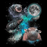 Moo Deng Three Moo Deng Moon Funny Hippo Poster