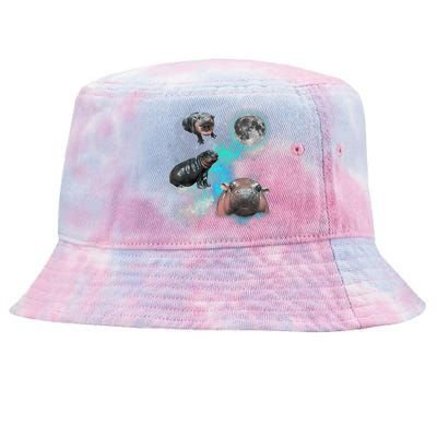 Moo Deng Three Moo Deng Moon Funny Hippo Tie-Dyed Bucket Hat