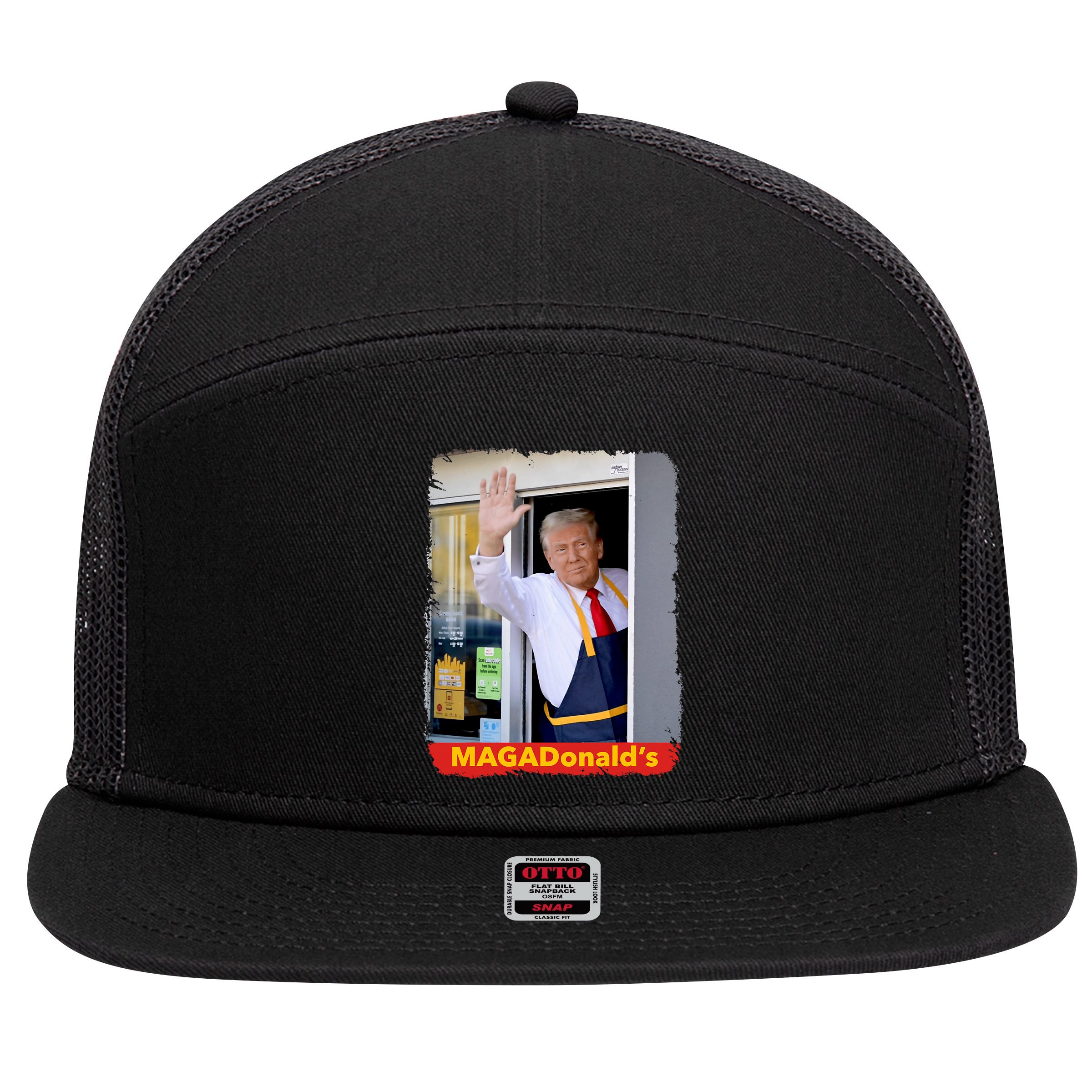 Maga Donalds Trump 2024 Mcdon Election 7 Panel Mesh Trucker Snapback Hat