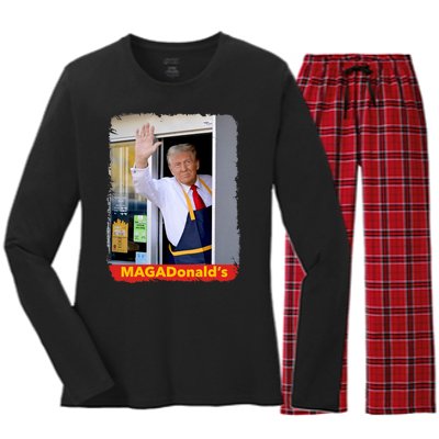 Maga Donalds Trump 2024 Mcdon Election Women's Long Sleeve Flannel Pajama Set 