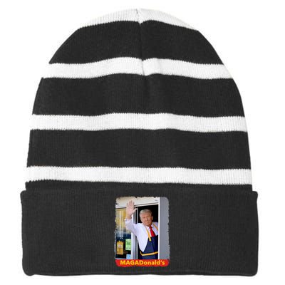 Maga Donalds Trump 2024 Mcdon Election Striped Beanie with Solid Band