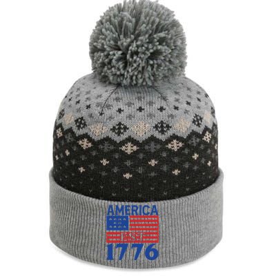 Memorial Day T  America Est The Baniff Cuffed Pom Beanie