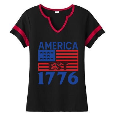 Memorial Day T  America Est Ladies Halftime Notch Neck Tee