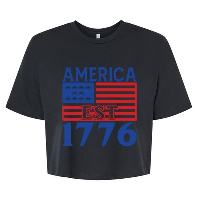 Memorial Day T  America Est Bella+Canvas Jersey Crop Tee