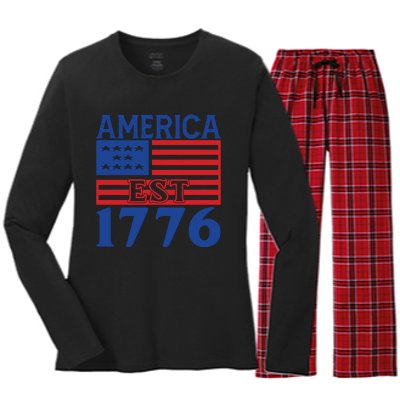 Memorial Day T  America Est Women's Long Sleeve Flannel Pajama Set 