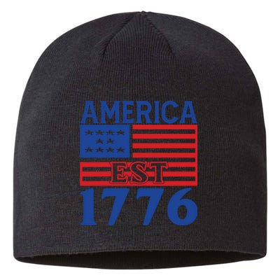 Memorial Day T  America Est Sustainable Beanie