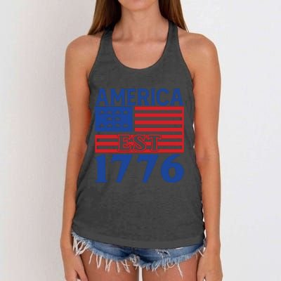 Memorial Day T  America Est Women's Knotted Racerback Tank