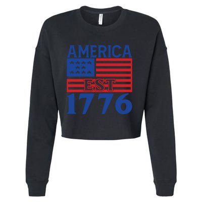 Memorial Day T  America Est Cropped Pullover Crew