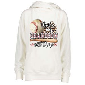 Mothers Day Thats My Grandson Out There Baseball Grandma Gift Womens Funnel Neck Pullover Hood