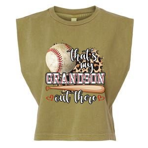 Mothers Day Thats My Grandson Out There Baseball Grandma Gift Garment-Dyed Women's Muscle Tee