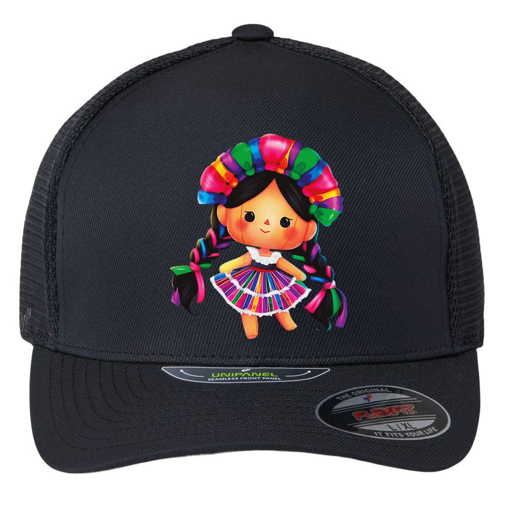Muneca De Trapo Mexicana Mazahua Mexicans Otomi Maria Lele Flexfit Unipanel Trucker Cap