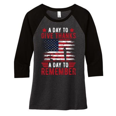 Memorial Day Tribute – A Day To Remember And Give Thanks Women's Tri-Blend 3/4-Sleeve Raglan Shirt