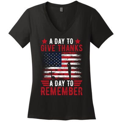 Memorial Day Tribute – A Day To Remember And Give Thanks Women's V-Neck T-Shirt