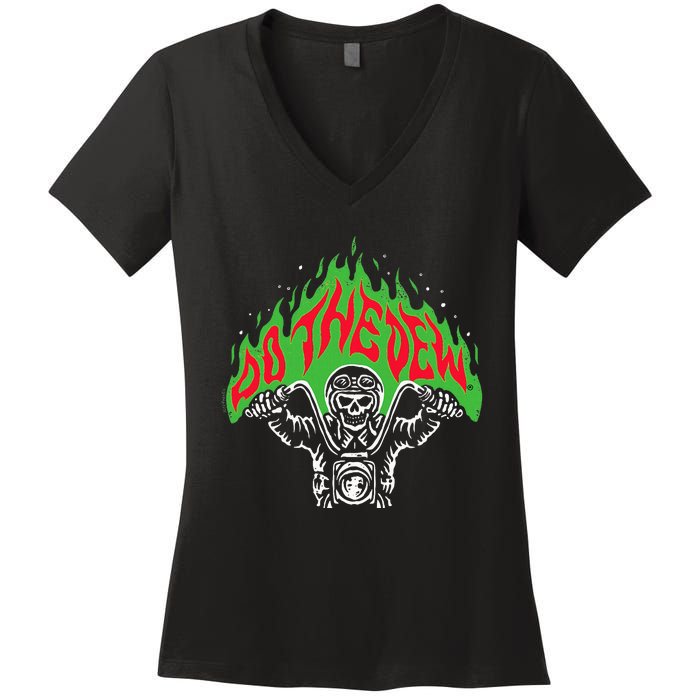 Mtn Dew Throttle Up Out Of Hell Women's V-Neck T-Shirt