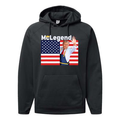 Mclegend Donald Trump Fast Food Worker French Fries Usa Flag Performance Fleece Hoodie