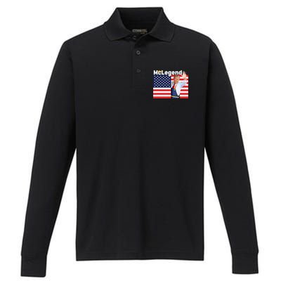 Mclegend Donald Trump Fast Food Worker French Fries Usa Flag Performance Long Sleeve Polo